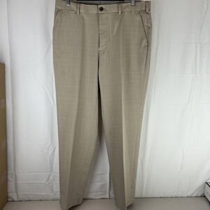 Brooks Brothers Dress Pants Mens 36x32 Beige Flat Front St Andrews Links Golf‎